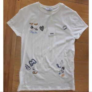 Fairy Tale Patch Graffiti Slub Top S NWT